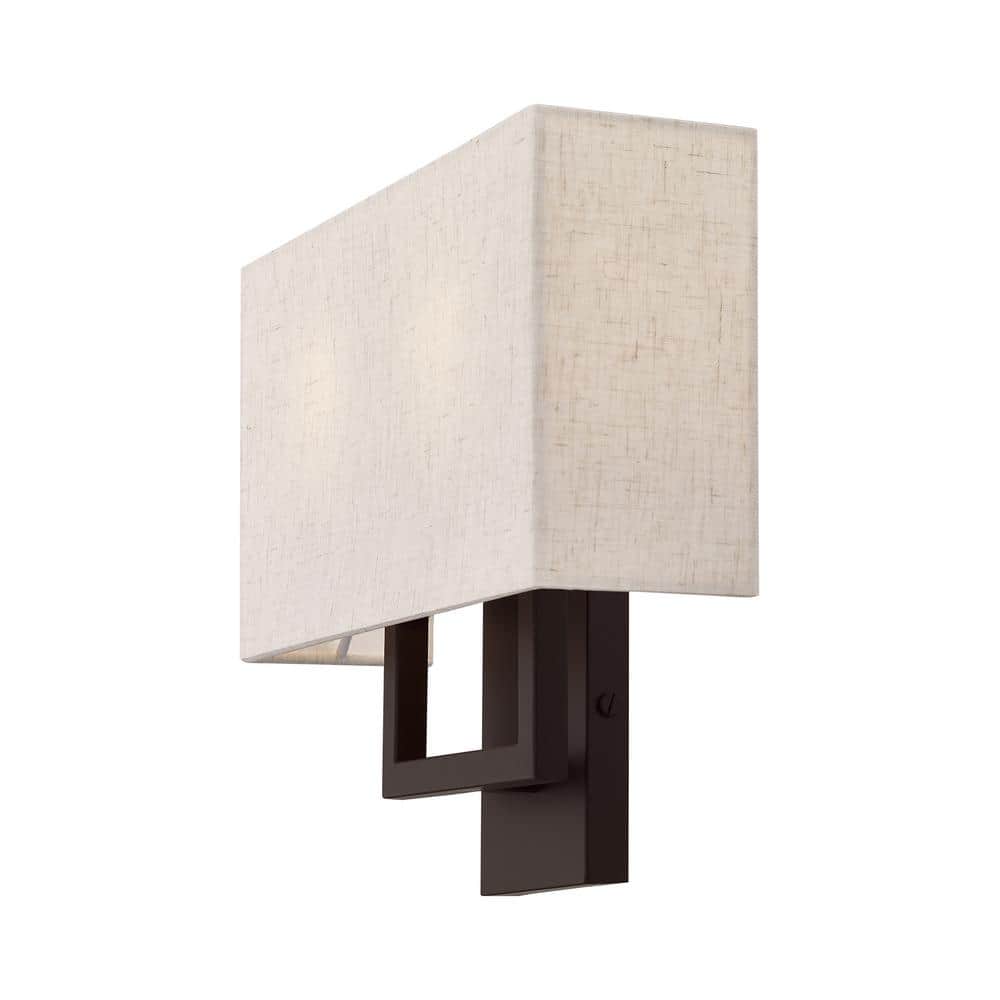 Pierson Bronze 2-Light ADA Compliant Wall Sconce with Oatmeal Shade