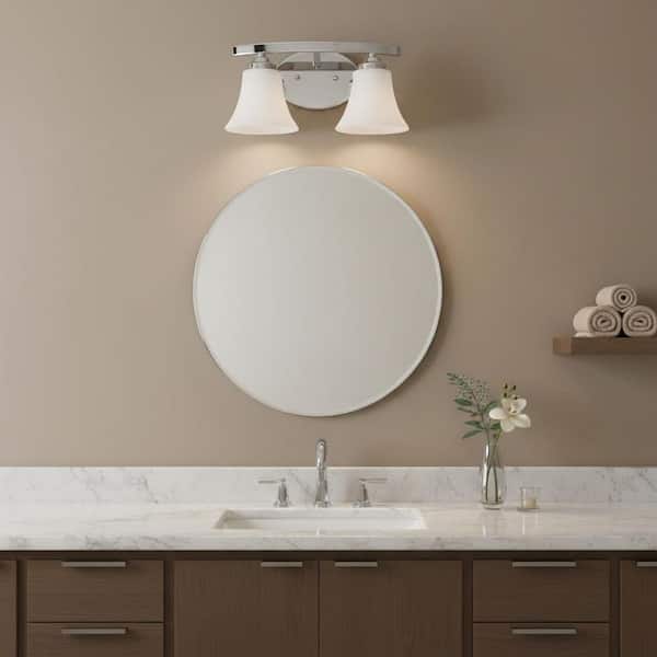 Adorn Collection 2-Light Polished Chrome Etched Glass Traditional Bath Vanity Light