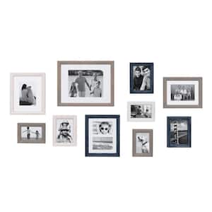 Bordeaux Multicolored Gray, Blue and White Picture Frame (Set of 10)