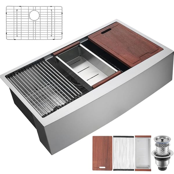 Farmhouse Kitchen Sink 304 Stainless Steel Drop-in Sinks 30 in. Top Mount Single Bowl Basin