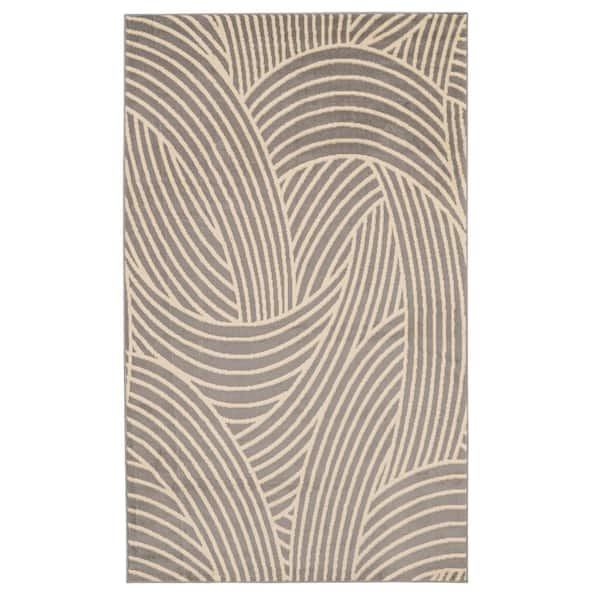 Kobe Binya Light Grey and Bone 4 ft. 3 in. x 7 ft. 3 in. Area rug