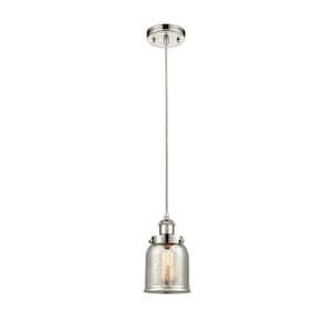 Bell 60-Watt 1 Light Polished Nickel Shaded Mini Pendant Light with Mercury glass Mercury Glass Shade