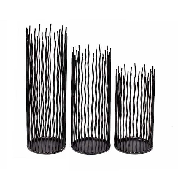 Unbranded Black Metal Candlestick 3-Pack