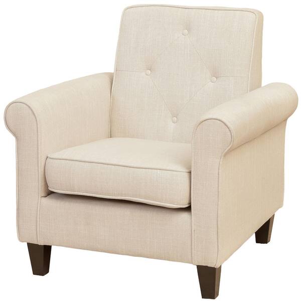 Noble House Isaac Beige Fabric Tufted Club Chair