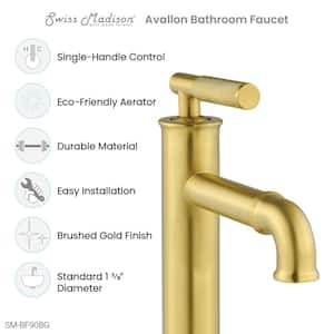 Avallon Single Handle Single Hole Bathroom Faucet in Brushed Gold