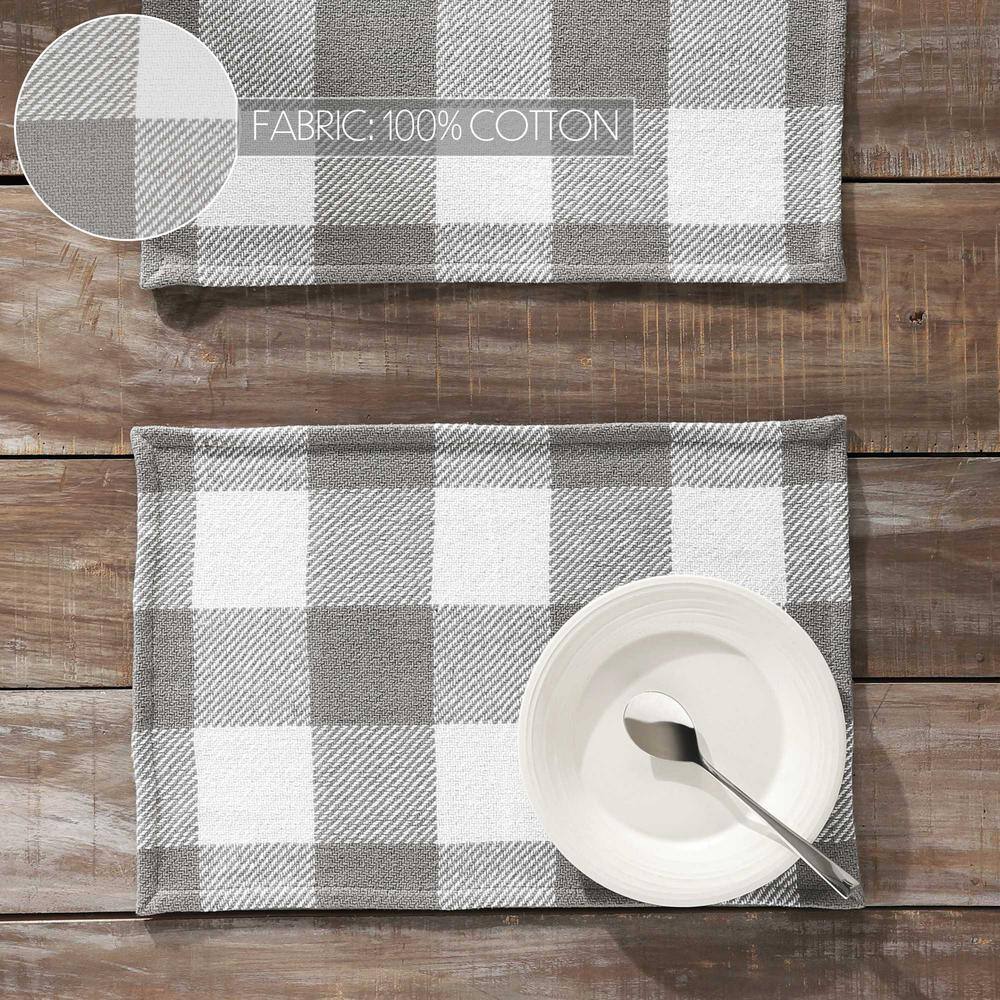 Ash Grey Buffalo Check Cotton Placemats Set of 2, 13x19