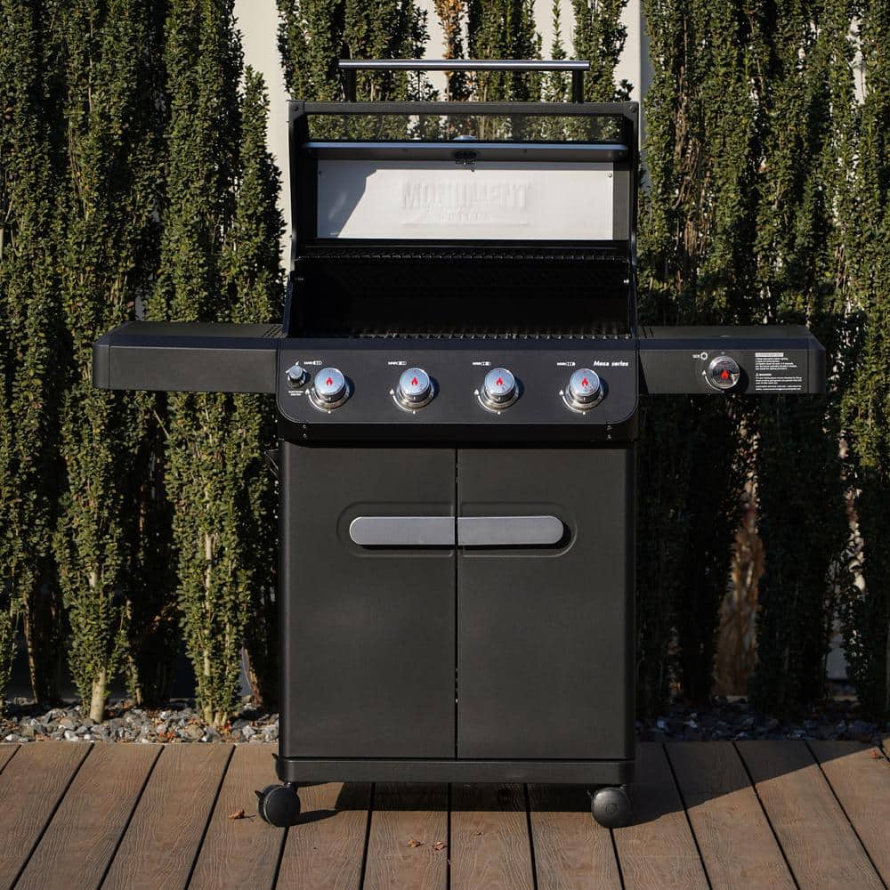 Mesa Black Stainless Steel 4-Burner Propane Gas Grill with Side Burner