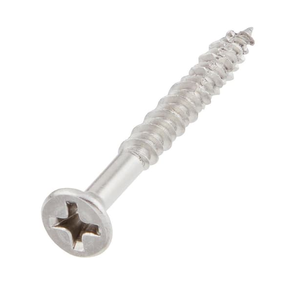Marine Grade Stainless Steel #8 X 1-1/2 in. Flat Head Phillips Screw (25 Pieces)