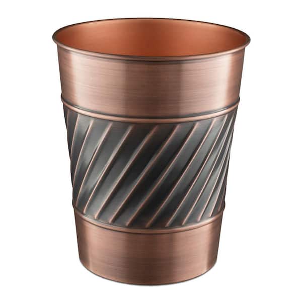 Monarch Abode Handcrafted Crest and Wave Embossed Metal Wastebasket (Antique Copper Finish)