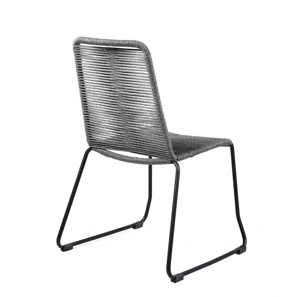Gray and Black Eucalyptus Wood 6-Piece Outdoor Dining Set