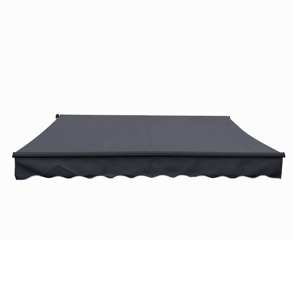 Gray Motorized Retractable Patio Awning with Black Frame