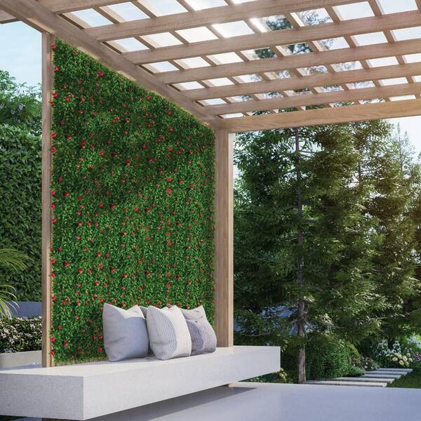 NATURAE DECOR Artificial Pink Rose Hedge 20 in. X 20 in. Foliage