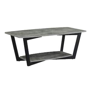 Graystone 47 .25 in. Cement/Black Low Rectangle Particle Board Coffee Table with Shelf