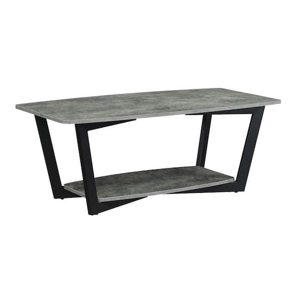 Convenience Concepts Graystone 47 .25 in. Cement/Black Low Rectangle Particle Board Coffee Table with Shelf