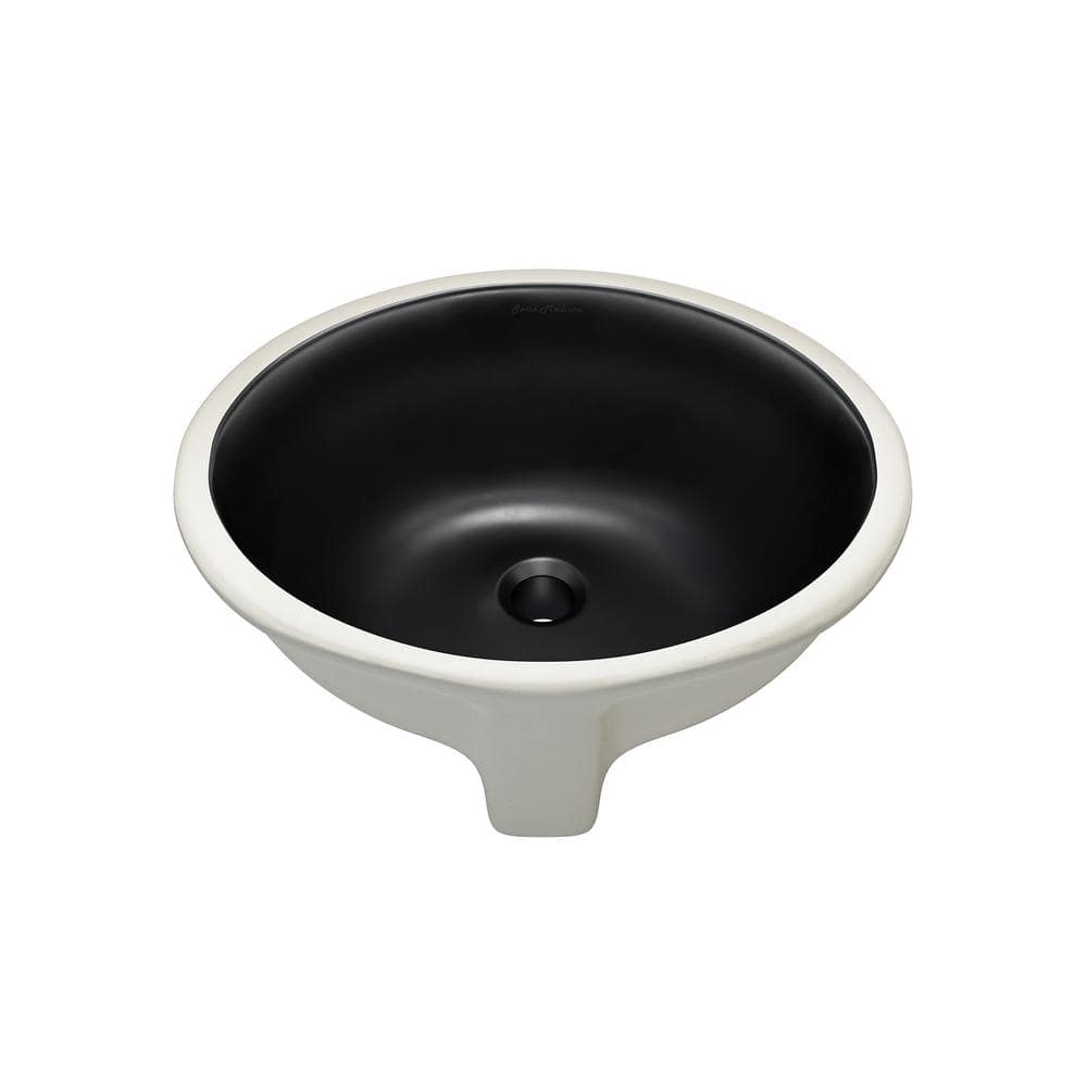 Monaco 19" Matte Black and White Ceramic Undermount Bathroom Sink
