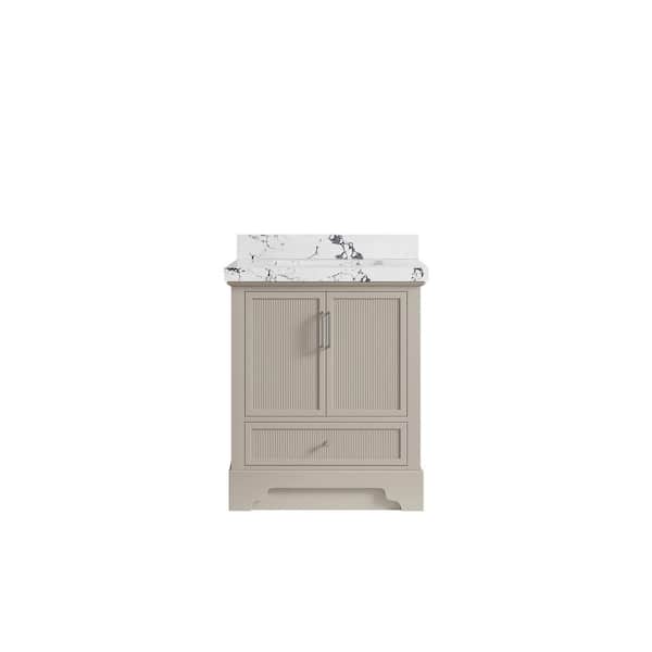 Willow Collections Alys 30 in. W x 22 in. D x 36 in. H Single Sink Bath Vanity Center in Fine Grain with 2 in. Viola Night Top