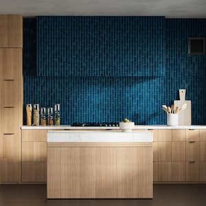 Virtuo Sapphire Blue 1.45 in. x 9.21 in. Polished Crackled Ceramic Subway Wall Tile (4.65 sq. ft./Case)