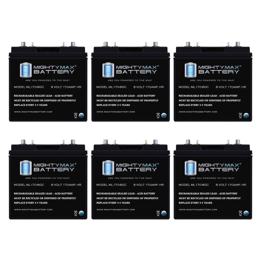 8-volt 170Ah, AGM, Dual Terminal, Replacement Battery Compatible with Electric Golf Carts - 6 Pack price history on PriceWatchPro