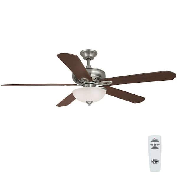 Hampton Bay Asbury 60 in. Indoor Brushed Nickel Ceiling Fan with Light Kit and Remote Control