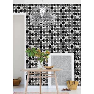 Black and White Kompotti Peel and Stick Wallpaper Sample