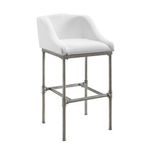 Dillon 39.25 in. Textured Silver Metal Bar Height Stool