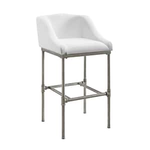 Jonathan Y Svelte 30 Coastal Contemporary Iron Saddle-Seat Low-Back Bar Stool with Foot Rest, Pink Frame