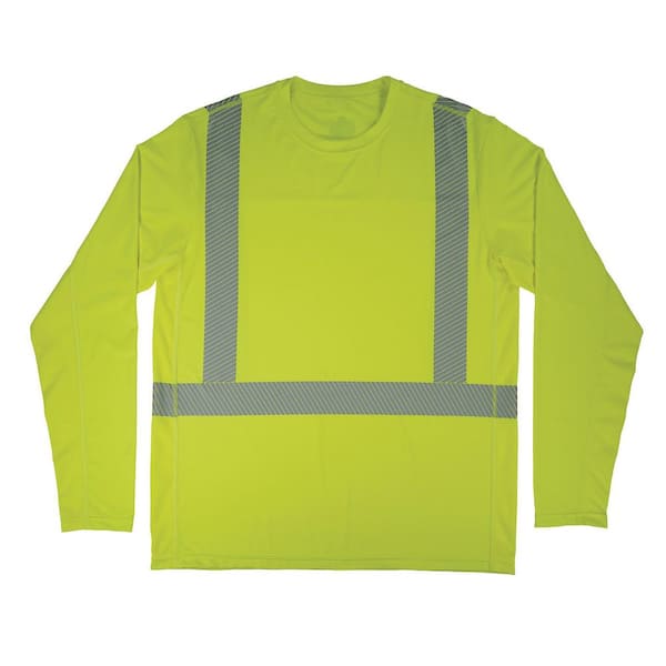 Chill-Its 6688 Men's 2 XL, Lime Cooling Long Sleeve Shirt with UV Protection - Type R, Class 2
