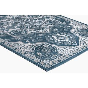 Jefferson Collection Vintage Medallion Blue 5 ft. x 7 ft. Area Rug