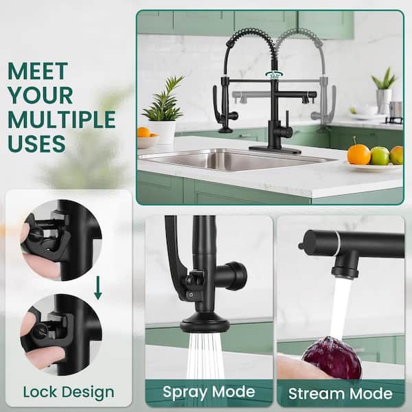 Single Handle 18 in. H Pull Down Sprayer Kitchen Faucet with Advanced Spray in Matte Black