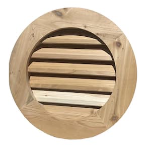 18 in. x 18 in. Round Wood Built-in Screen Gable Louver Vent W/ 1X4 trim