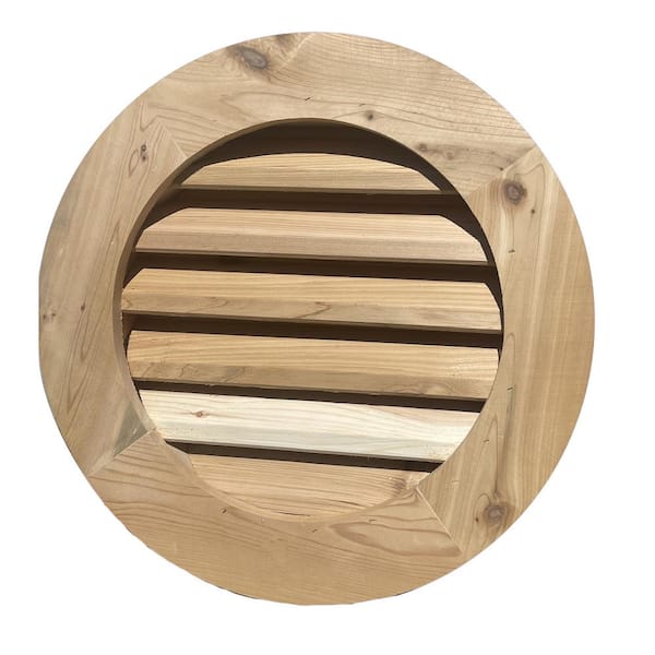 Al's Millworks 18 in. x 18 in. Round Wood Built-in Screen Gable Louver Vent W/ 1X4 trim