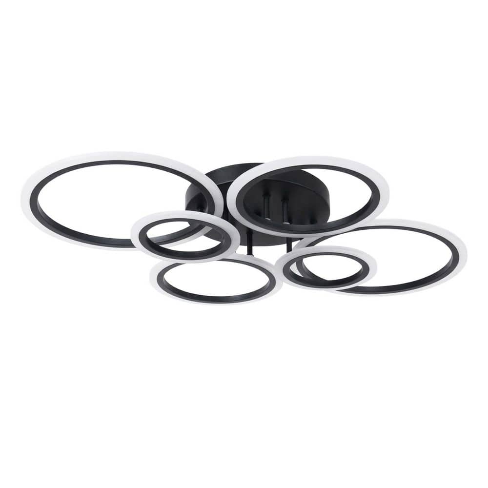 31 in. Round Matte Black 6-Ring Integrated LED Flush Mount Ceiling Light 60W 4000K for Dining Room Living Room Bedroom price history on PriceWatchPro