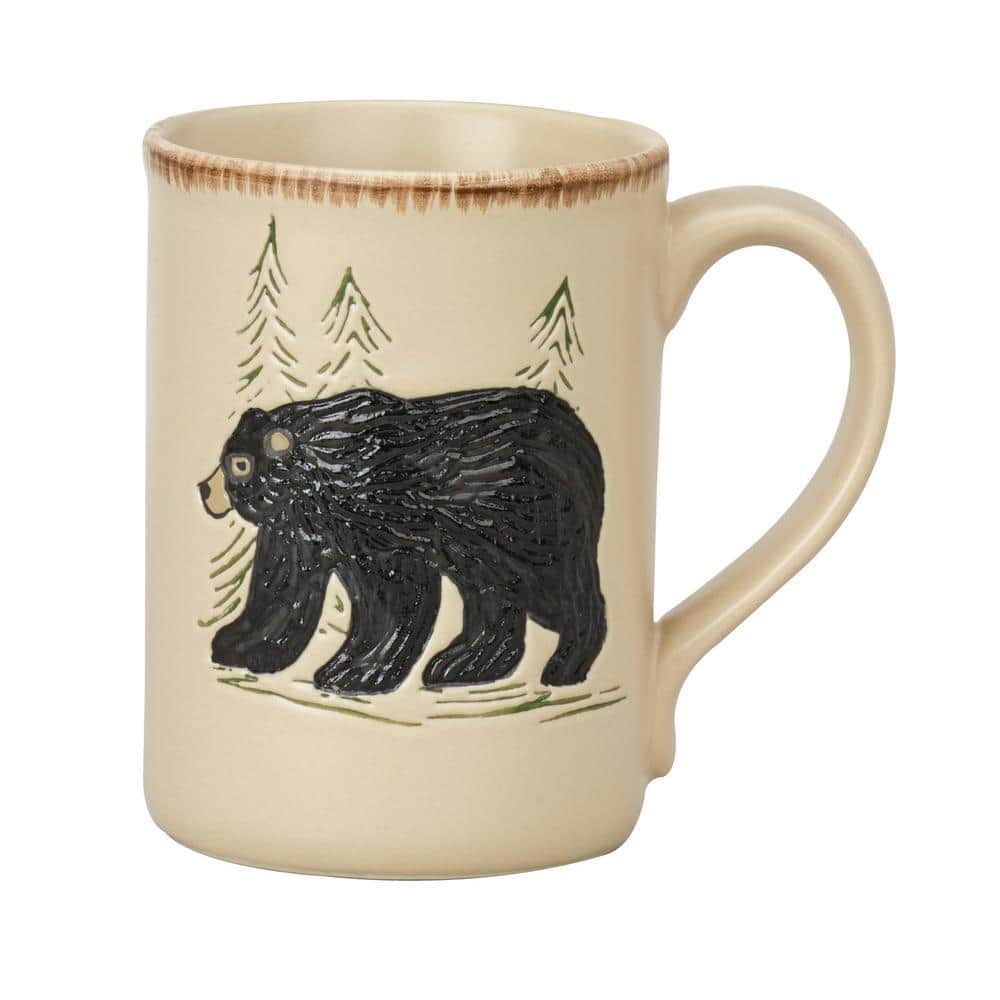 Park Designs Rustic Retreat 12 oz. Tan Ceramic Bear Coffee Mug
