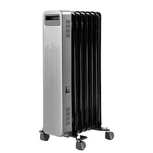 Portable Electric Oil-Filled Radiator Space Heater, Convection, Warm-Air Heating, 1500W, 3-Heat Setting and Wheel, Black