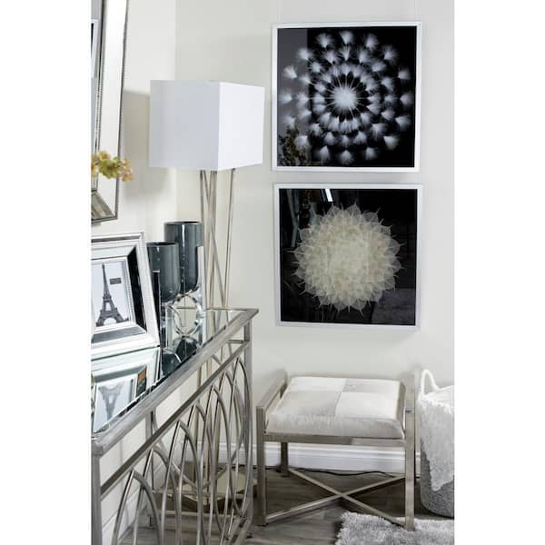 Litton Lane White Leaf Mandala Natural Wall Decor Shadow Box, 23.5" x 23.5"