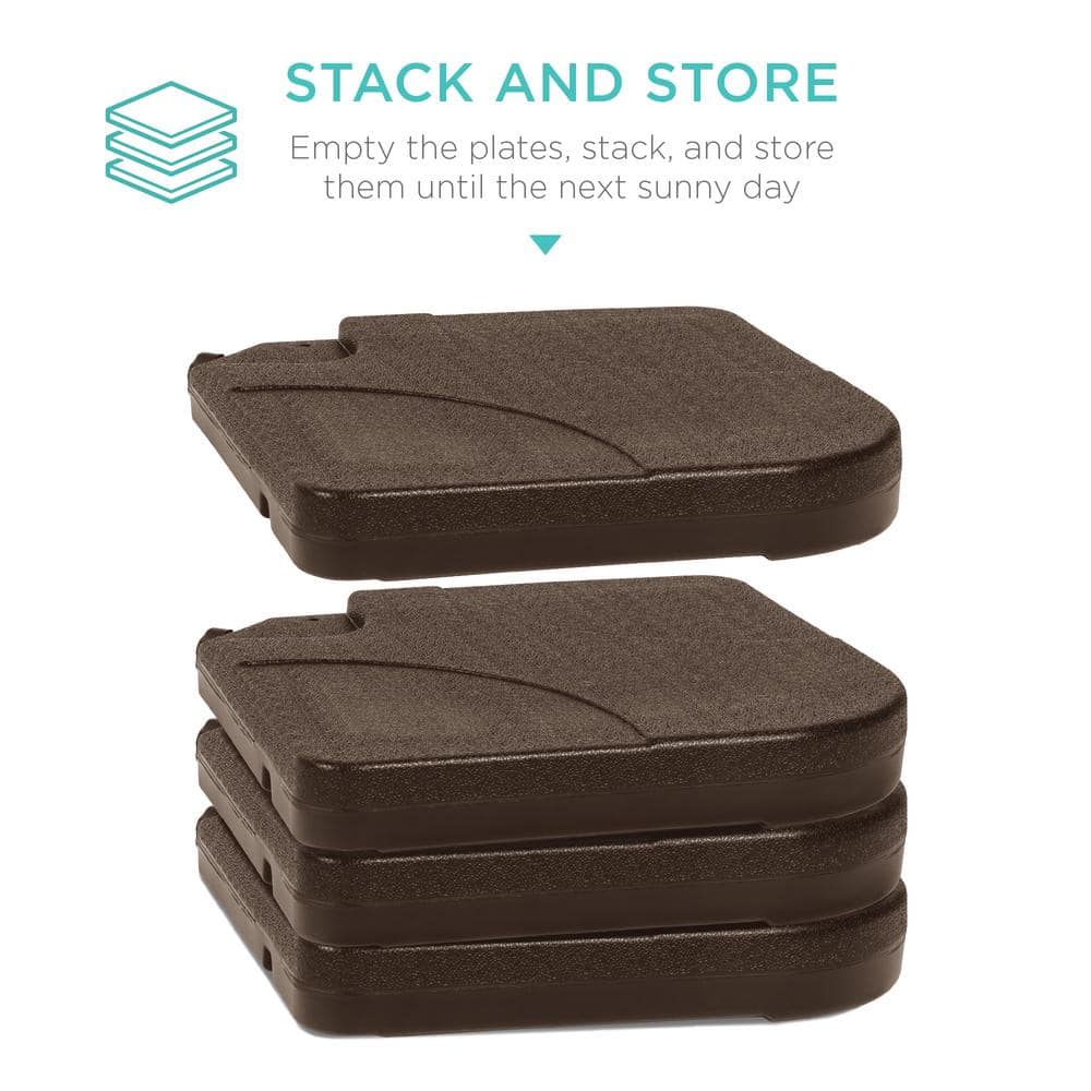 Brown Plastic Square Parasol Base with Easy-Fill Spouts