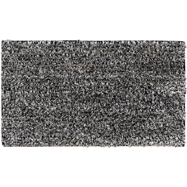 20 in. x 34 in. Black/Light Gray Heathered Solid Rectangle Bath Mat