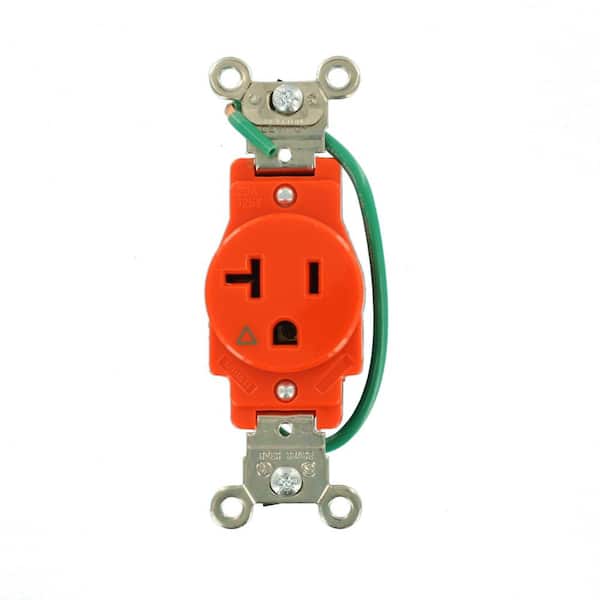 20 Amp 125 V Industrial Grade Isolated Ground Single Outlet/Receptacle, Orange (1-Pack) 5361-IG