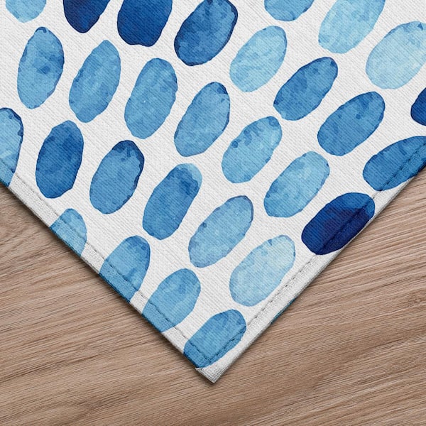 Surfside 2 ft. 3 in. x 7 ft. 6 in. Blue Geometric Indoor/Outdoor Area Rug