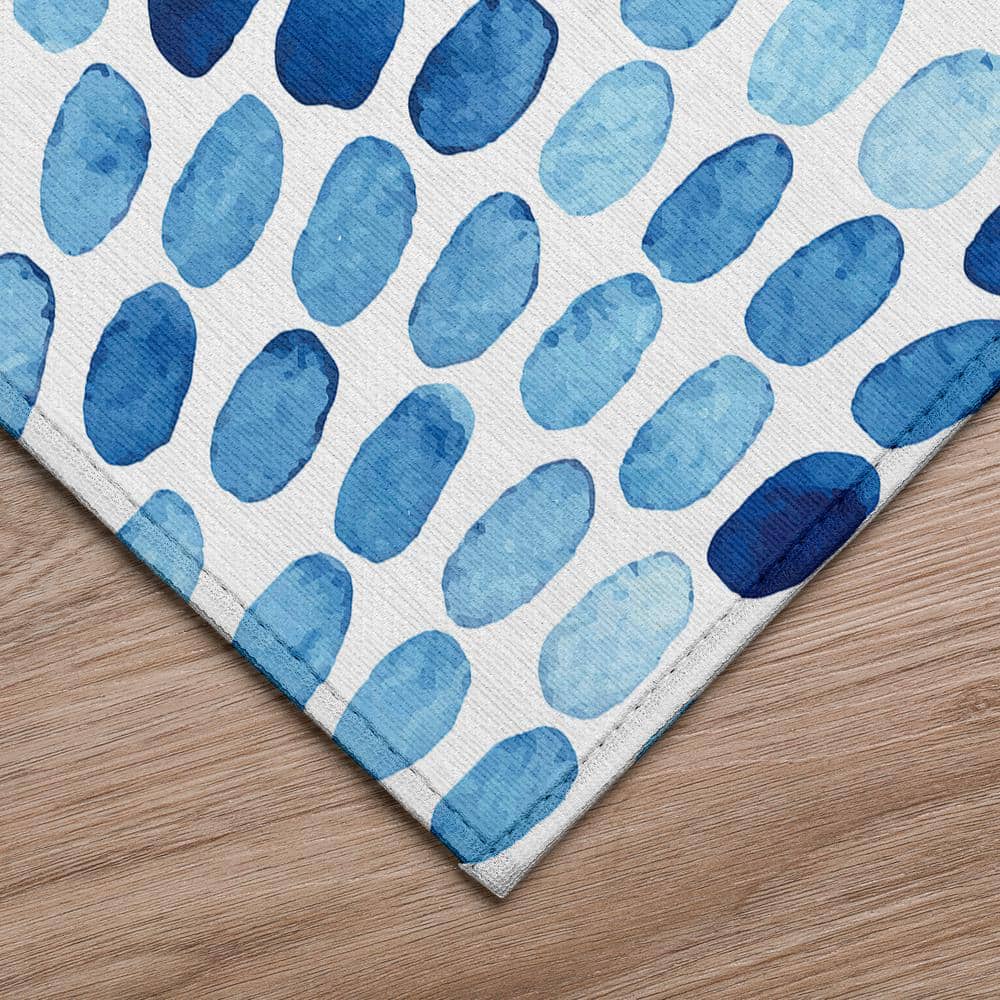 Blue Chenille Flat Woven Rectangular 5' x 7' Rug