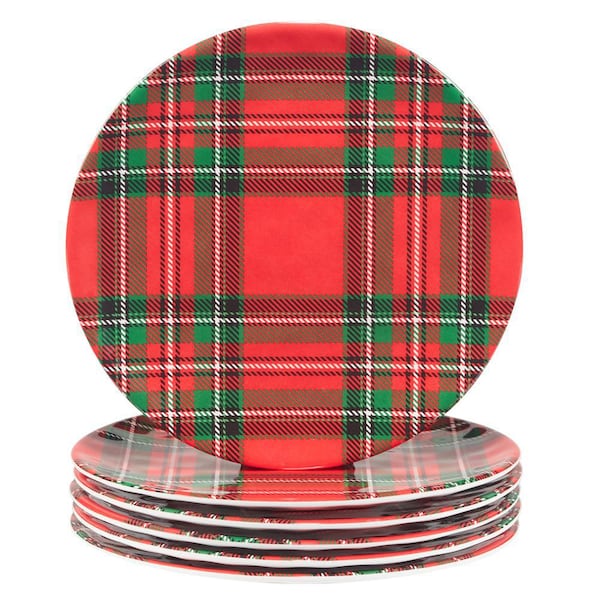 Certified International Christmas Plaid Assorted Colors Salad Plate (Set of  6) 36991SET6 - The Home Depot