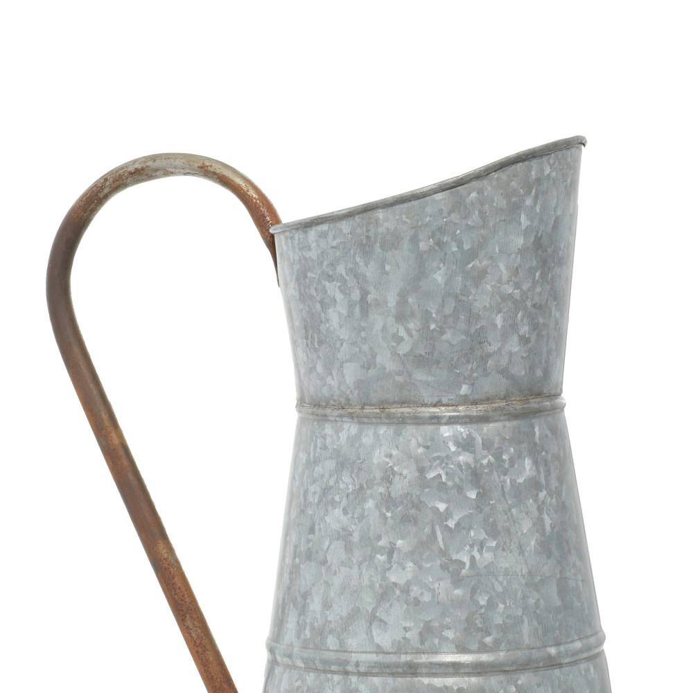 16" Gray Galvanized Metal Farmhouse Watering Jug Planter