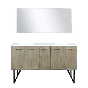 Lancy 60 in W x 20 in D Rustic Acacia Double Bath Vanity, Cultured Marble Top and 55 in Mirror