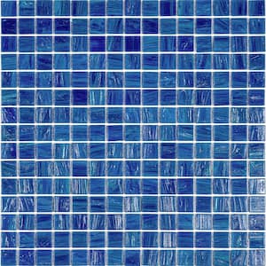 Celestial Glossy Trypan Blue 12 in. x 12 in. Glass Mosaic Wall and Floor Tile (20 sq. ft./case) (20-pack)