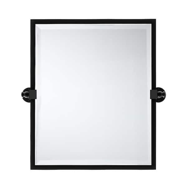 TEHOME Blakley 20 in. W x 24 in. H Small Rectangular Metal Framed Pivot Wall Mounted Bathroom Vanity Mirror in Matt Black