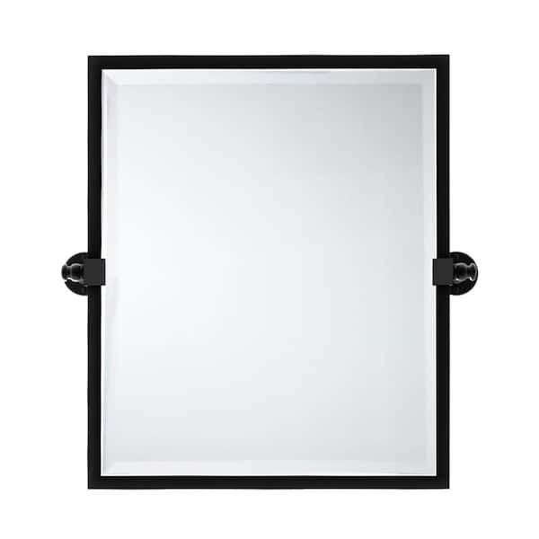 TEHOME Blakley 20 in. W x 24 in. H Small Rectangular Metal Framed Pivot Wall Mounted Bathroom Vanity Mirror in Matt Black