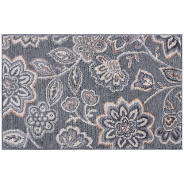 Madison Floral Gray 2 ft. x 3 ft. Indoor Area Rug