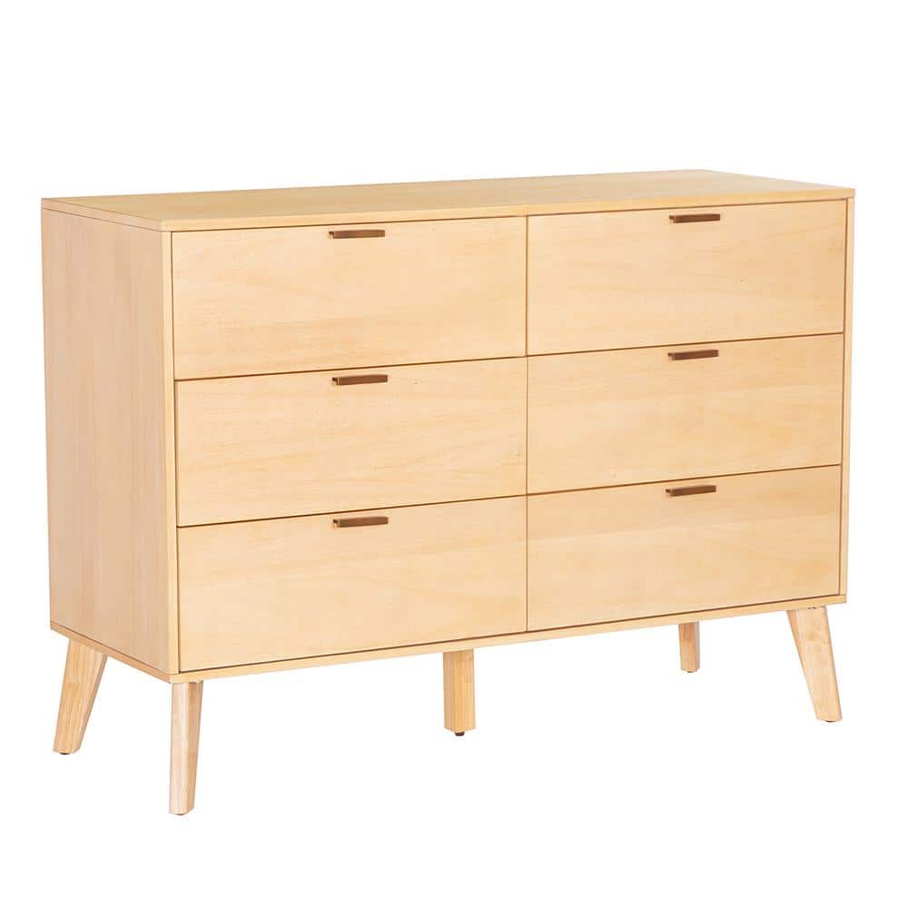 Ames Mid-Century Natural 6 Drawer 50 in. Dresser with Storage price history on PriceWatchPro