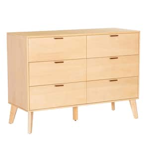 Ames 50 in. W Natural Brown 6 Drawer Dresser