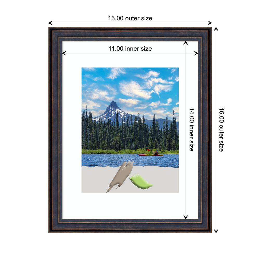 Dark Bronze Scoop Wood Picture Frame with Gold Veining Highlights